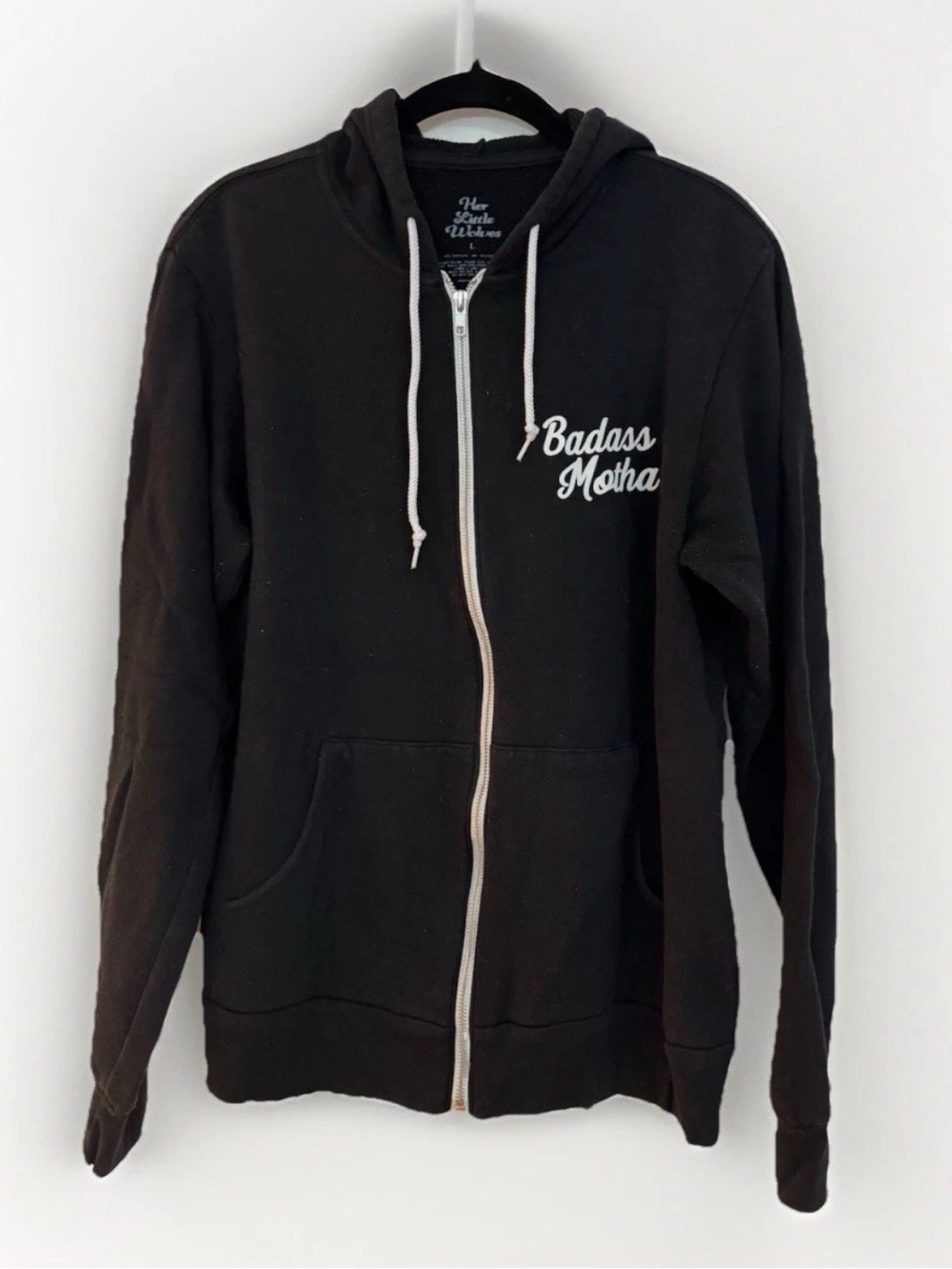 Badass Motha Black Zip-Up Hoodie Size L
